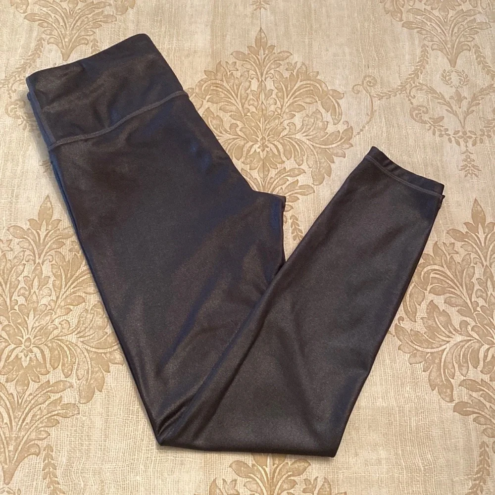 Athleta Elation High Rise Gray Silver Shimmer Leggings M - Picture 4 of 13